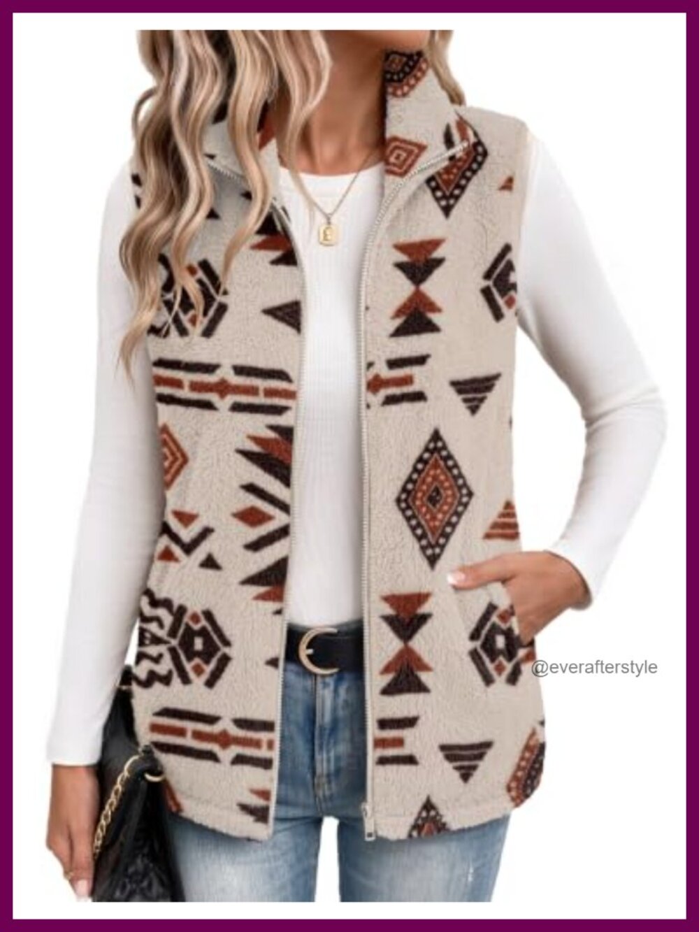 Women's Sherpa Fleece Sleeveless Zip Up Vest Cocoon Fit